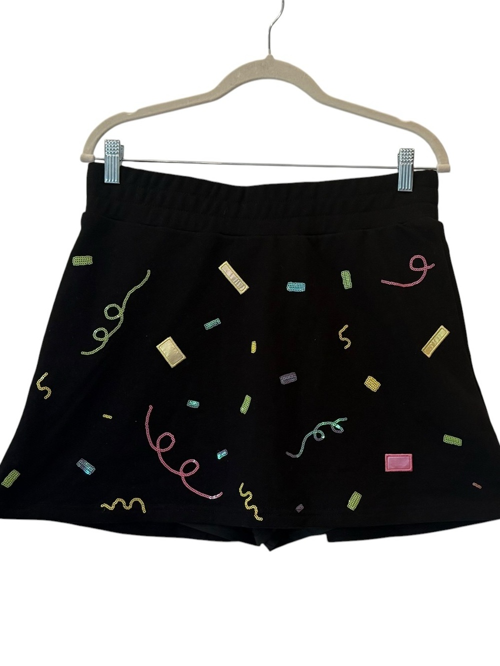 New Brianna Cannon Black Colorful Celebration Skirt/Skort Large $110 - Picture 7 of 13